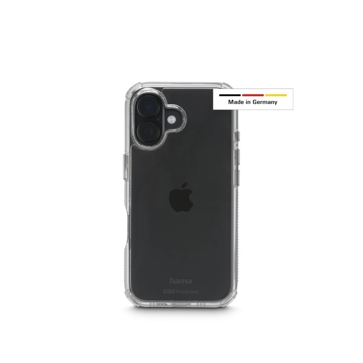 Hama Extreme Protect Funda para iPhone 17 - Antideslizante - Policarbonato - Proteccion D3O - Bordes Elevados - Color Transparen