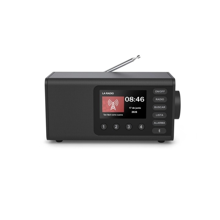Hama Dr1001 Radio Digital - Potencia 5W - Bluetooth - Jack 3.5mm - USB-C - Reloj - Pantalla 4.3" - Cable 180cm - 27x12.5x13cm -