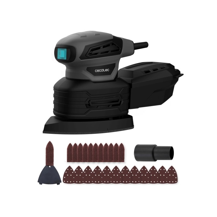 Cecotec PerfectSurface 180 Delta Lijadora Orbital - 180W - 28.000 Vibraciones por Minuto - Cable 3m - Incluye Accesorios - Conec