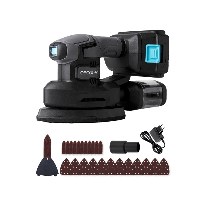 Cecotec PerfectSurface 2120 Delta Lijadora Orbital Inalambrica - Bateria 2.000mAh - 28.000 Vibraciones por Minuto - Incluye Acce