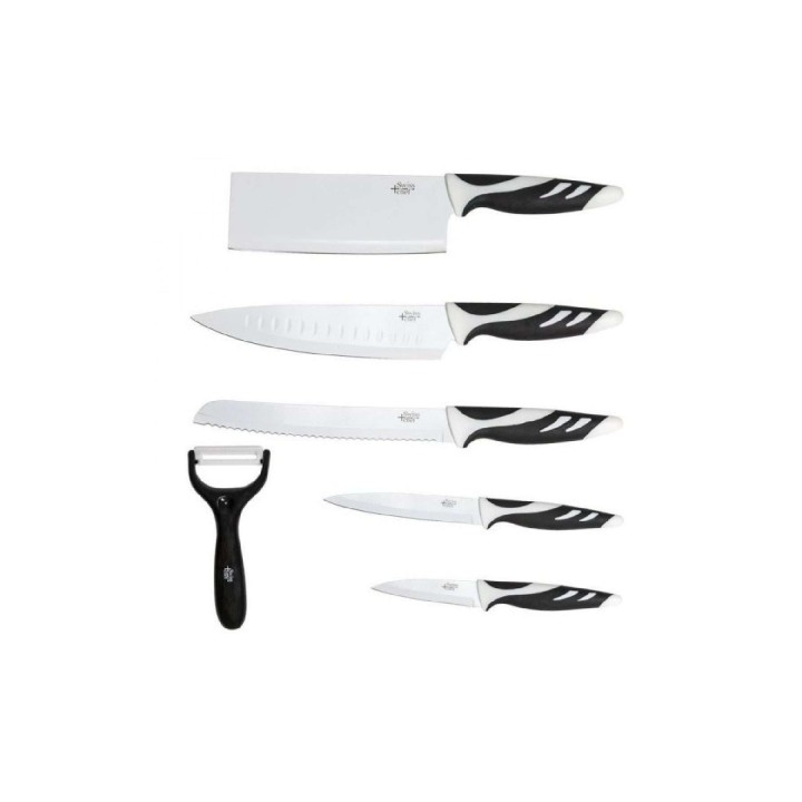 Cecotec Swiss Pack de 4 Cuchillos Profesionales - Hoja de 2mm de Grosor - Acero Inoxidable con Base de Carbono - Alta Resistenci