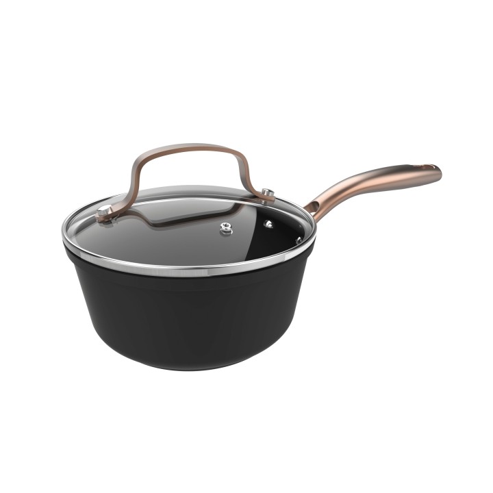 Cecotec Polka Fantasy Cazo de 16cm de Diametro - Capacidad 1.3L - Aluminio Forjado - Tapa de Cristal Templado - Antiadherente -