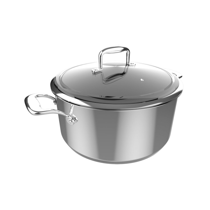 Cecotec Polka Classy Olla de 28cm de Diametro - Capacidad de 7.5L - Acero Inoxidable 18/10 - Asas Remachadas - Tapa de Cristal y