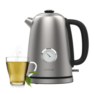 Cecotec Thermosense 620 Vintage Hervidor de Agua Electrico - Potencia de 2200W - Capacidad 1.7L - Acero Inoxidable - Termometro
