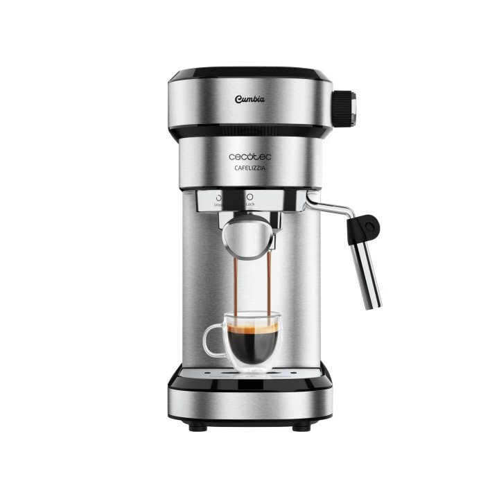 Cecotec Cafelizzia Steel Cafetera Expresso con Vaporizador - Potencia 1350W - Presion 20bar - Termoblock - Temperatura Regulable
