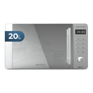 Cecotec ProClean 5020 Mirror Microondas - Potencia 700W - Capacidad 20L - Pantalla LED - Acero Inoxidable - Seguro Infantil - Re