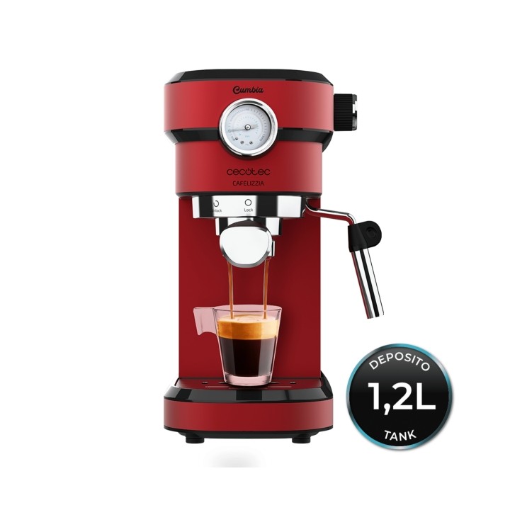 Cecotec Cafelizzia 790 Shiny Pro Cafetera Expresso - 1350W - 20Bar - Deposito 1.2L Extraible - Vaporizador Orientable - Calentam