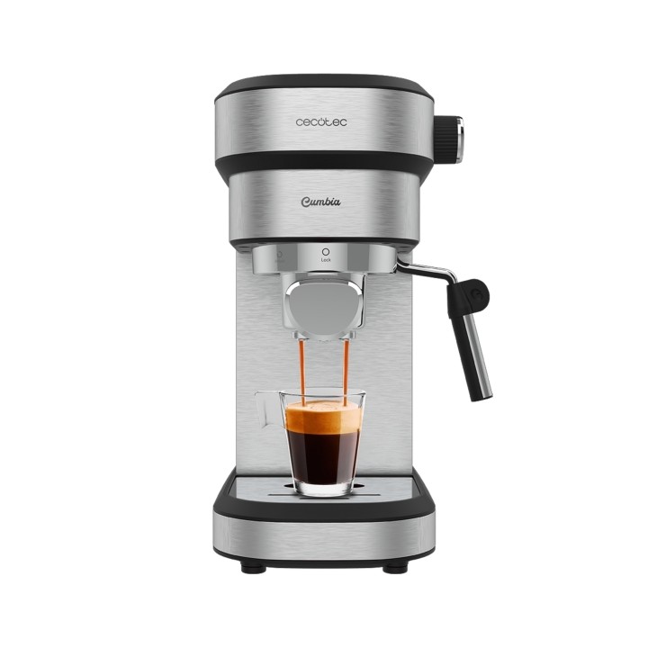 Cecotec Cafelizzia 790 Steel DUO Cafetera Expresso - 1350W - Presion de 20Bar - Doble Salida de Cafe - Vaporizador Orientable -