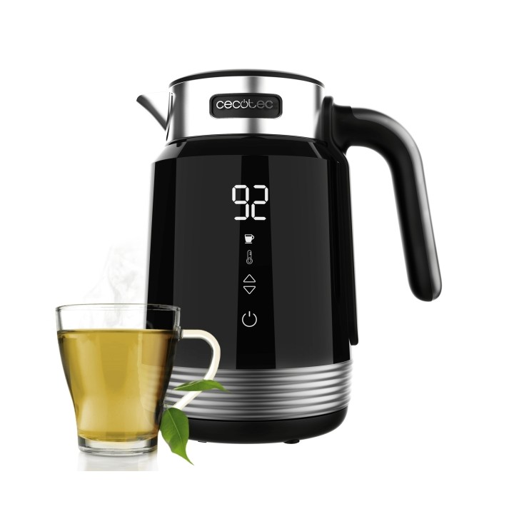 Cecotec ThermoSense 600 Touch Black Hervidor de Agua Electrico - 2200W - Capacidad 1.7L - Acero Inoxidable - Libre de BPA - Pant