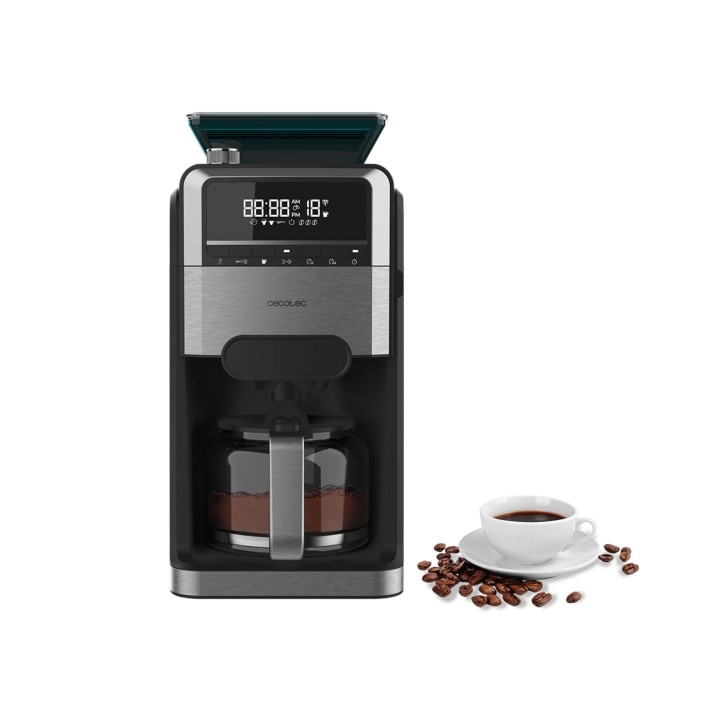 Cecotec Coffee 66 Grind and Brew Cafetera de Goteo de 12 Tazas - 1400W - Jarra de 1.5L - Programable - Acabados en Acero Inoxida