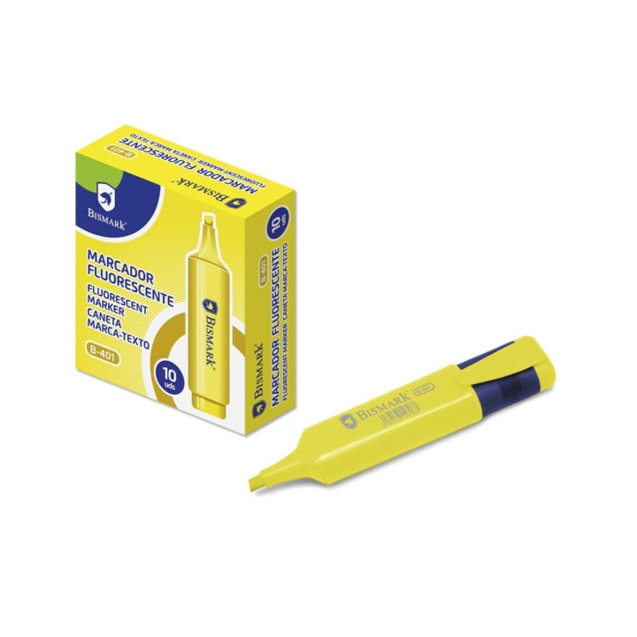 Bismark Marcador Fluorescente - Punta Biselada 1 - 5mm Aprox - Tinta Base de Agua - Color Amarillo