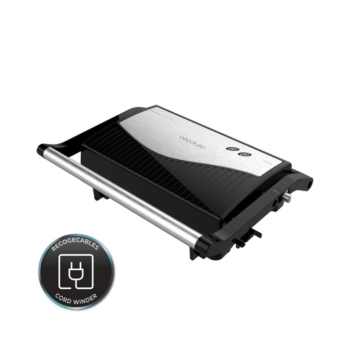 Cecotec Rock'nGrill 750 Full Open Parrilla Electrica - 750W - Apertura 180º - Revestimiento Antiadherente - Placa Flotante - Ind