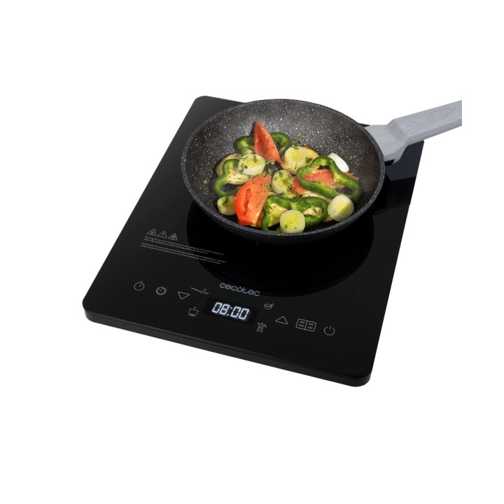 Cecotec Full Crystal Onyx Placa de Induccion Portatil - 2000W - Cristal de Alta Resistencia - Tactil - 10 Niveles - Temperatura