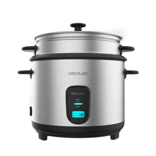 Cecotec Ricefusion 7000 Inox Arrocera - 700W - Capacidad 1.8L - Cubeta Extraible Antiadherente - Acero Inoxidable - Tapa de Cris