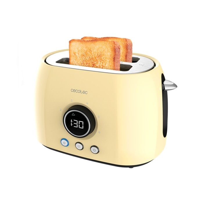 Cecotec ClassicToast 8000 Tostadora de Doble Ranura - 800W - Pantalla Digital - Ranura Ancha - 3 Funciones - Calienta Panecillos