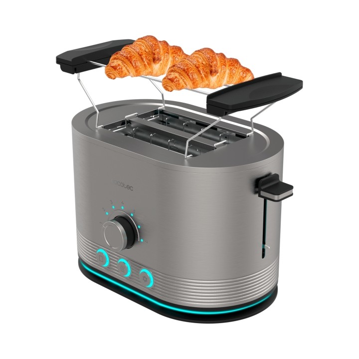Cecotec Shine and Toast Double Tostadora Doble - Potencia 850W - Ranura Ancha - Acabados en Acero Inoxidable - 7 Niveles de Tost