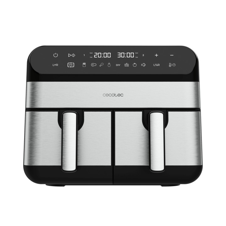 Cecotec Cecofry Advance 9000 Inox Freidora sin Aceite Doble - 2800W - Capacidad de 9L - Rango de 80 a 200°C - 8 Programas Precon