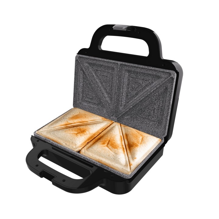 Cecotec Rock'nToast Deep Classic Sandwichera - 1000W - Capacidad para 2 Sandwiches - Placas Triangulares - Antiadherente - Acero