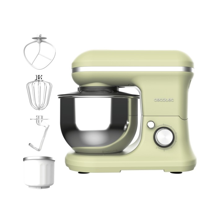 Cecotec Cecomixer Merengue 5L 1200 Ice-Cream Green Batidora Amasadora - 1200W - Bol de Acero Inoxidable de 5L - Temperatura Regu