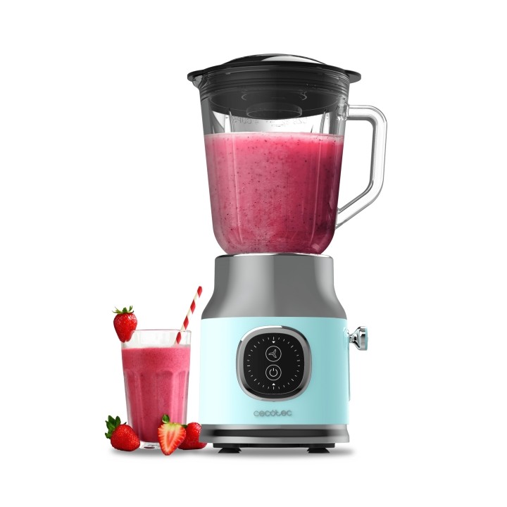 Cecotec RetroTwist Blue Batidora de Vaso - Potencia 800W - Capacidad Jarra 1L - Estilo Retro - Cuchillas Recubiertas de Titanio