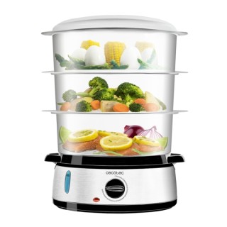 Cecotec Vapovita 3000 Inox Vaporera Multifuncional - 800W - Acero Inoxidable - Capacidad de 9L - 3 Recipientes Independientes -