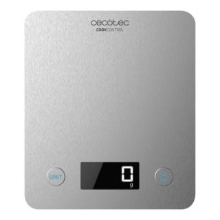 Cecotec Cook Control 10000 Connected Bascula de Cocina - Acabado en Acero Inox - Precision de 1gr - Peso Max. 5kg - Pantalla LCD