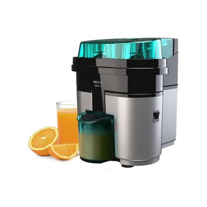 Cecotec EssentialVita Twice Black Exprimidor Electrico 90W - Vaso de 0.5L - Doble Cabezal y Cortador - Filtro para Pulpa