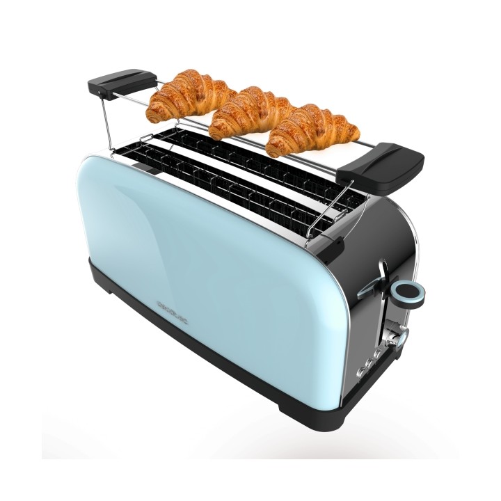 Cecotec Toastin' Time 1500 Tostadora de Doble Ranura Larga - 1500W - Capacidad para 4 Rebanadas - Ranura Ancha - Bandeja Recogem