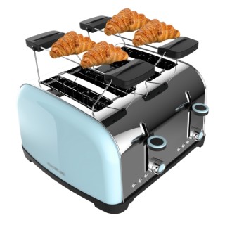 Cecotec Toastin' Time 1700 Double Tostadora de 4 Ranuras - 1700W - Ranura Ancha - Acero Inoxidable - Calienta Panecillos - Funci