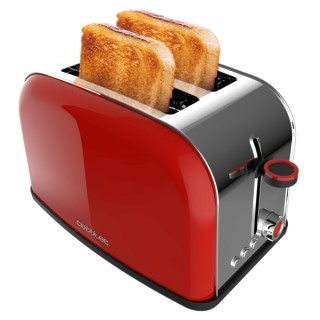 Cecotec Toastin' Time 850 Tostadora de Doble Ranura - Potencia de 850W - Ranura Ancha hasta 3.8cm - Acero Inoxidable - Apagado A