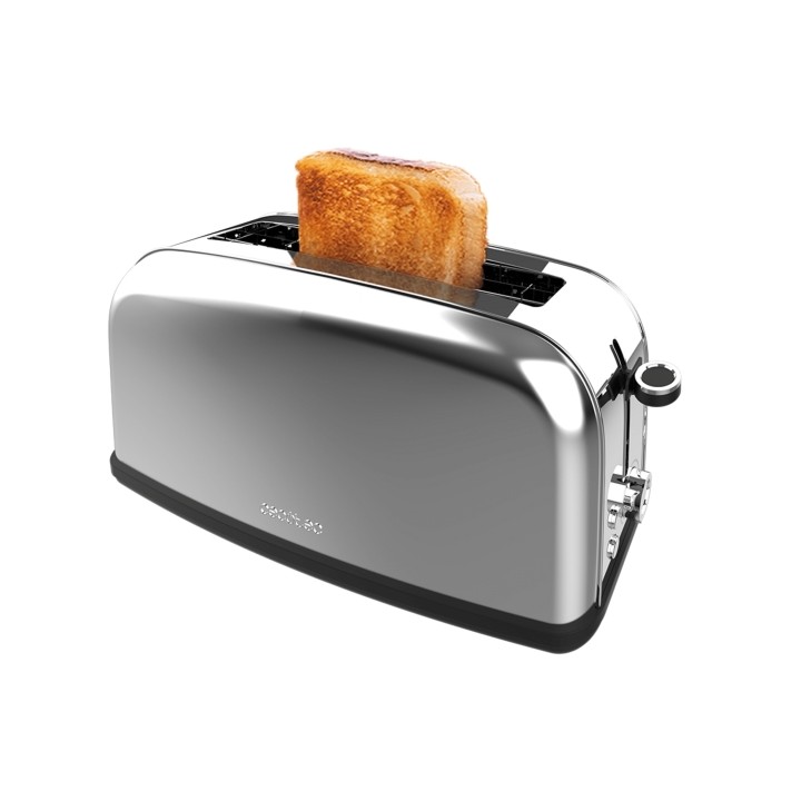 Cecotec Toastin' Time 850 Tostadora de Ranura Larga - 850W - Ranura Ancha hasta 3.8cm - 7 Niveles de Tostado - Sistema de Autoce