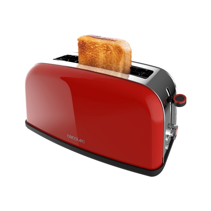 Cecotec Toastin' Time 850 Tostadora de Ranura Larga - 850W - Ranura Ancha - Acero Inoxidable - Apagado y Pop-Up Automatico - Aut