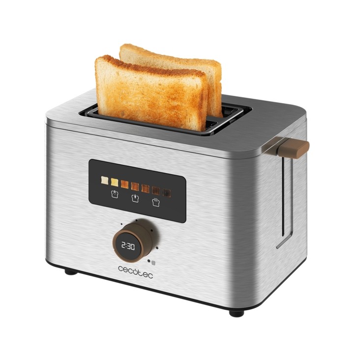 Cecotec TouchandToast Double Tostadora de Doble Ranura Ancha - 950W - Control Tactil y Pantalla a Color - Autocentrado - 7 Nivel