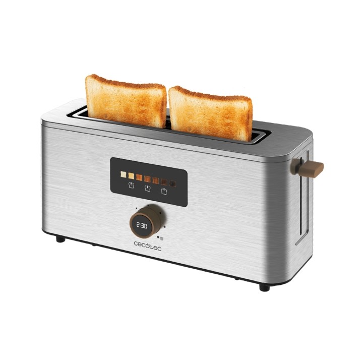 Cecotec TouchandToast Extra Tostadora de Ranura Larga - 1000W - Control Tactil y Pantalla a Color - Ranura Ancha - Acero Inoxida