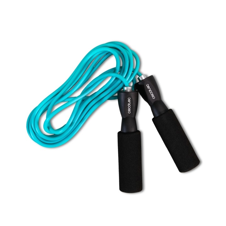 Cecotec DrumFit Jump Rope Comba de PVC - Agarre con Espuma Antideslizante - 295cm de Largo - Color Negro y Azul