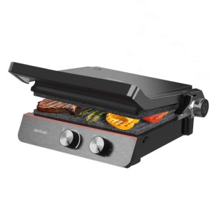 Cecotec Rock'nGrill Blaze Neon Parrilla Electrica - 2200W - Antiadherente - Apertura 180º - Luz Indicadora de Temperatura - Plac