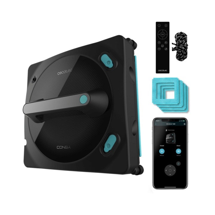 Cecotec Conga Windroid 1490 TwerkingSpray Connected Robot Limpiacristales - Multisuperficie - 8 Modos - Doble Spray - Control Vi