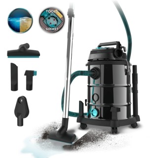 Cecotec Conga Rockstar Wet and Dry Steel Pro Tool Aspirador de Trineo - 1600W - Carcasa Metalica - Deposito 30L - Filtrado Multi