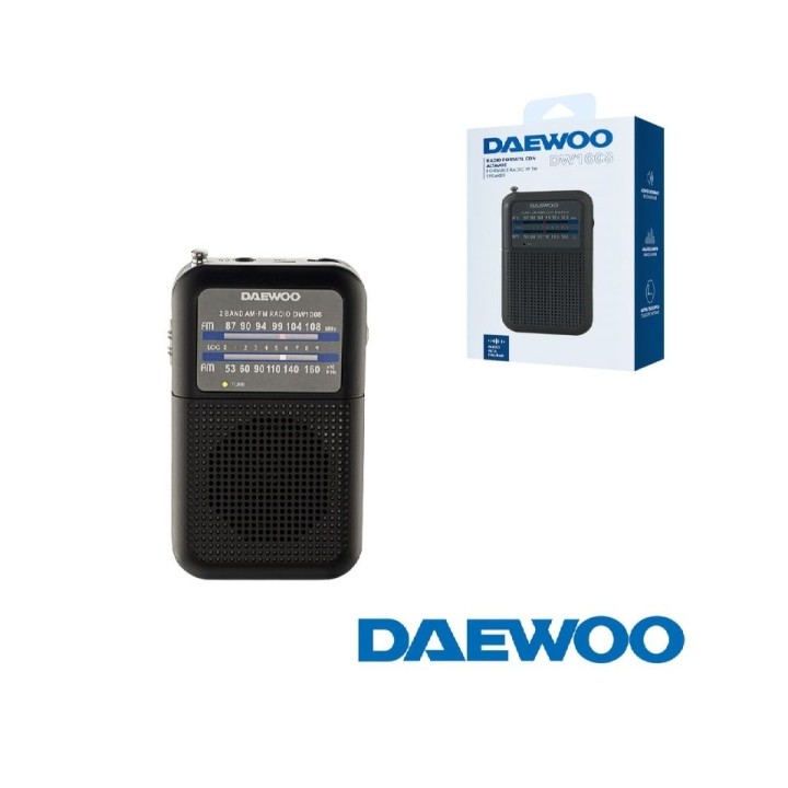 Daewoo DW1008 Radio Portatil AM/FM - Antena Telescopica y Sintonizacion Analogica Precisa - Altavoz Integrado - Salida Auricular