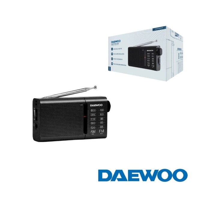 Daewoo DW1119 Radio Portatil AM/FM Analogica - Altavoz Integrado - Auriculares Incluidos - Antena Telescopica - Salida Jack 3.5m