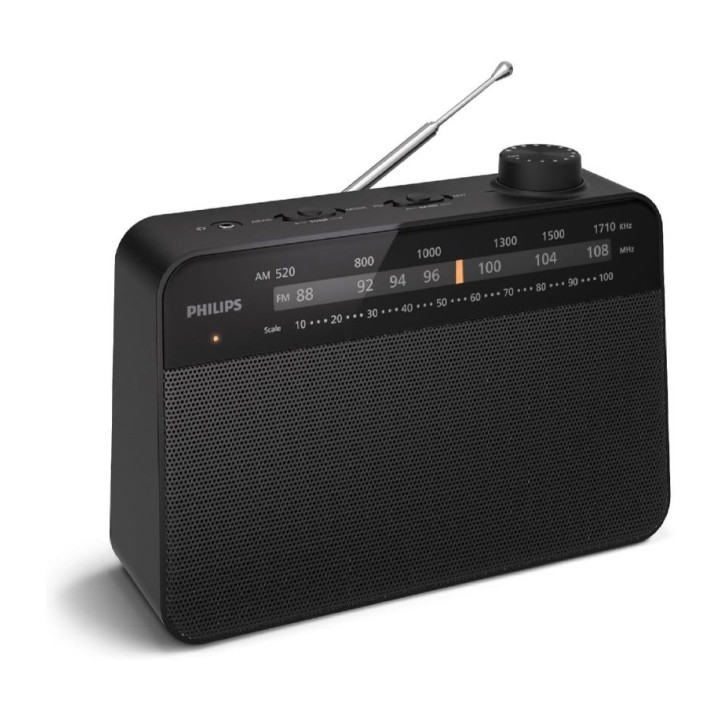 Philips TAR2509 Radio Portatil FM/AM - Altavoz 3.5” de Sonido Claro - Alimentacion por Pilas D o CA - Control de Tono - Sintoniz