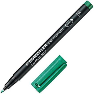 Staedtler Lumocolor 318 Rotulador Permanente - Punta Fina Redonda - Trazo 0.6mm - Capuchon con Clip - Secado Rapido - Color Ver