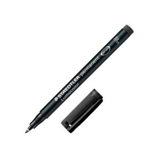 Staedtler Lumocolor 318 Rotulador Permanente - Punta Fina Redonda - Trazo 0.6mm - Capuchon con Clip - Secado Rapido - Color Neg