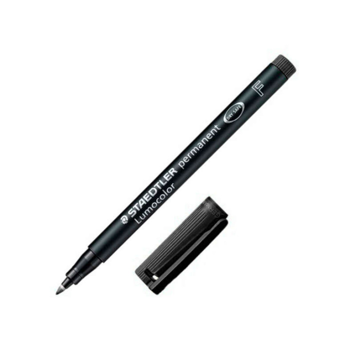 Staedtler Lumocolor 318 Rotulador Permanente - Punta Fina Redonda - Trazo 0.6mm - Capuchon con Clip - Secado Rapido - Color Neg