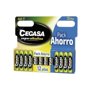 Cegasa Super Alcaline Pack de 12 Pilas LR03 AAA - Alta Tecnologia - Fiabilidad - Elevado Rendimiento - Maximas Prestaciones