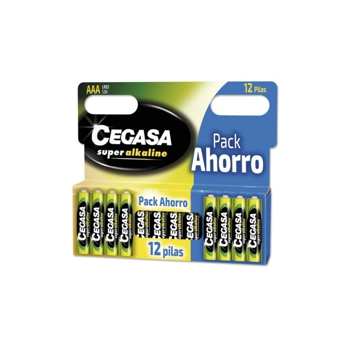 Cegasa Super Alcaline Pack de 12 Pilas LR03 AAA - Alta Tecnologia - Fiabilidad - Elevado Rendimiento - Maximas Prestaciones
