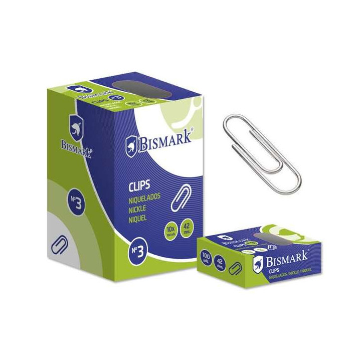 Bismark Pack de 100 Clips Nº3 42mm - Niquelados