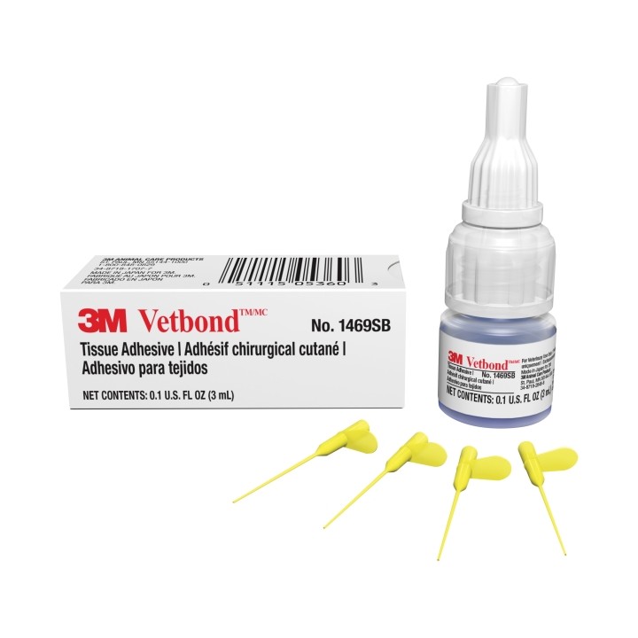 3M Vetbond Adhesivo para Tejidos - 3ml - Cierra Heridas Rapidamente - Incluye 4 Aplicadores - Color Transparente
