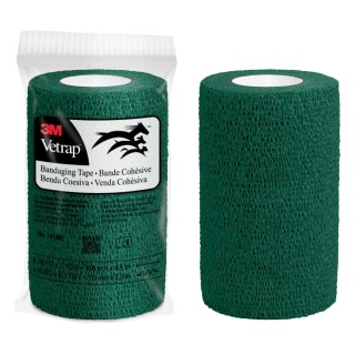 3M Vetrap Venda Cohesiva - 10cm x 4.5m - Flexible - Transpirable - Autoadhesiva - Color Verde Militar