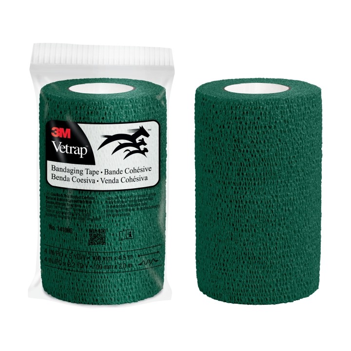 3M Vetrap Venda Cohesiva - 10cm x 4.5m - Flexible - Transpirable - Autoadhesiva - Color Verde Militar
